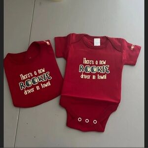 NWT 0-3 months nascar baby 2pc set includes a onesie and a bib